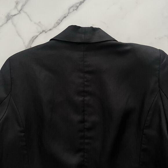 TART Kia Blazer Linen Tencel Ruched Sleeve Black Small Minimalist Casual Chic - Picture 8 of 10